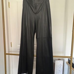Alice + Olivia Black Leather Trousers